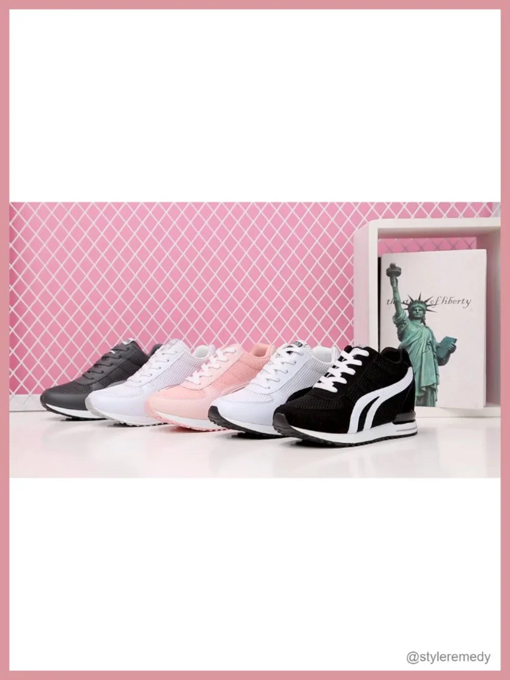Women's Hidden Wedge Sneakers - Lightweight Mesh Casual Walking Shoes